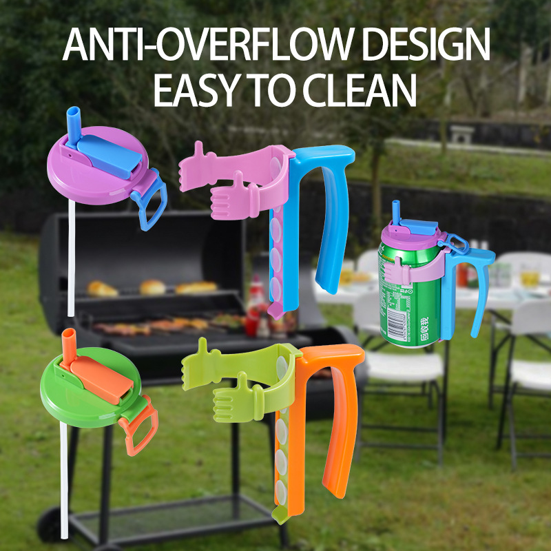 Nắp đậy lon nước Regoo RG3031, có tay cầm, giữ ống hút, nhựa PVC nhẹ dễ vệ sinh