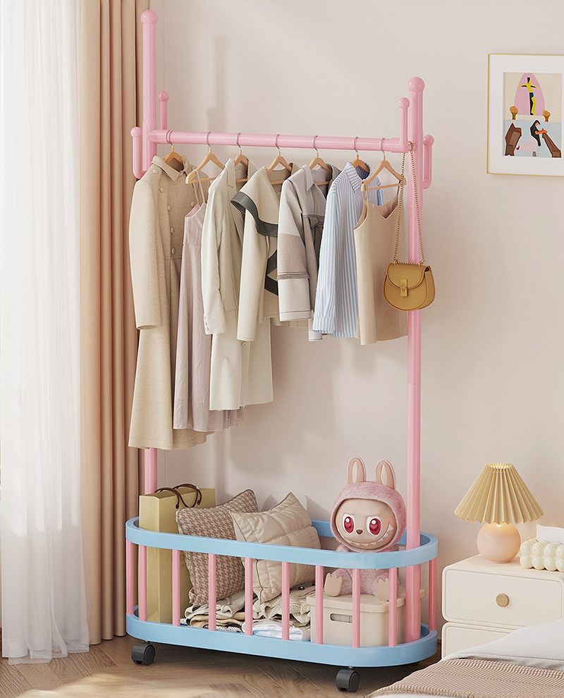 Giá treo quần áo xương rồng Regoo RG3134, để sàn 2 tầng, có bánh xe, size 60/80/100 cm