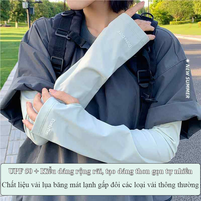 Ống tay chống nắng nữ Regoo RG641 freesize, vải lụa băng mỏng nhẹ, UPF50+, form rộng thoải mái