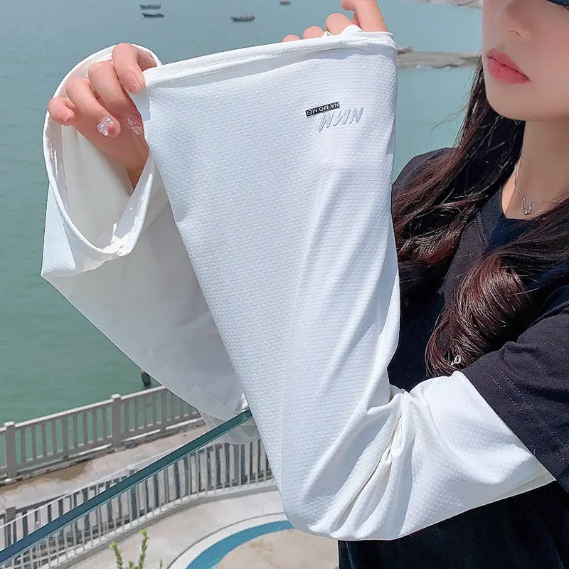 Ống tay chống nắng nữ Regoo, vải lụa băng co giãn, free size, dùng đi xe máy đạp xe lái xe mùa hè RG644