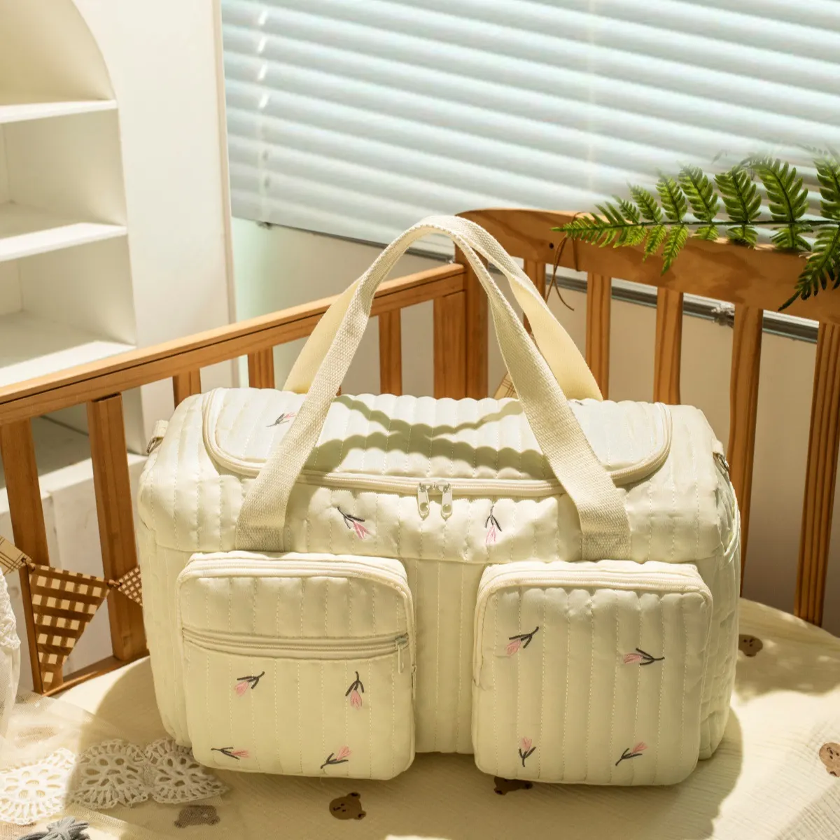 Túi xách mẹ và bé họa tiết gấu dễ thương RG1731, túi đựng đồ đa năng phong cách hoạt hình dung tích lớn