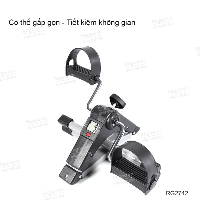 Xe đạp tập mini Regoo gấp gọn kê chân bàn làm việc RG2742, dụng cụ tập chân, có thể gập lại, thiết bị tập thể dục và đốt mỡ mini tiết kiệm không gian