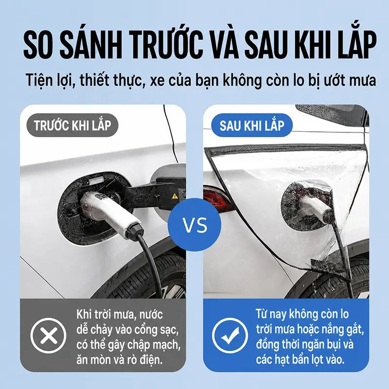 Tấm che mưa đầu sạc Regoo RG12861, PVC trong 60x50cm, nam châm mềm dễ lắp