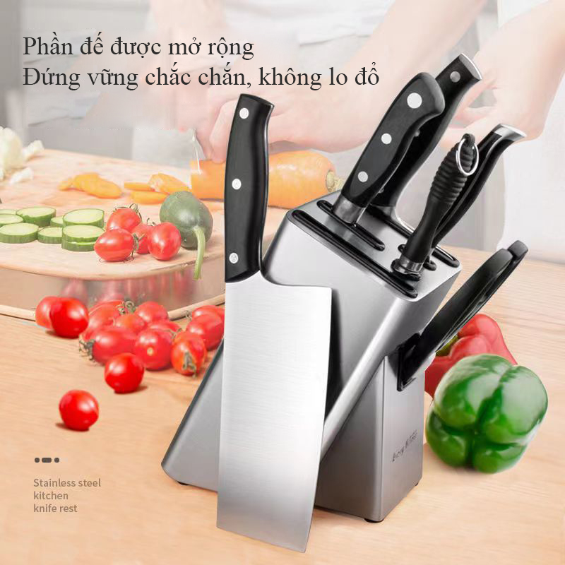 Giá cắm dao inox Regoo RG2133 6 khe kiểu nghiêng, để bàn gọn bếp, dễ cất lấy dao