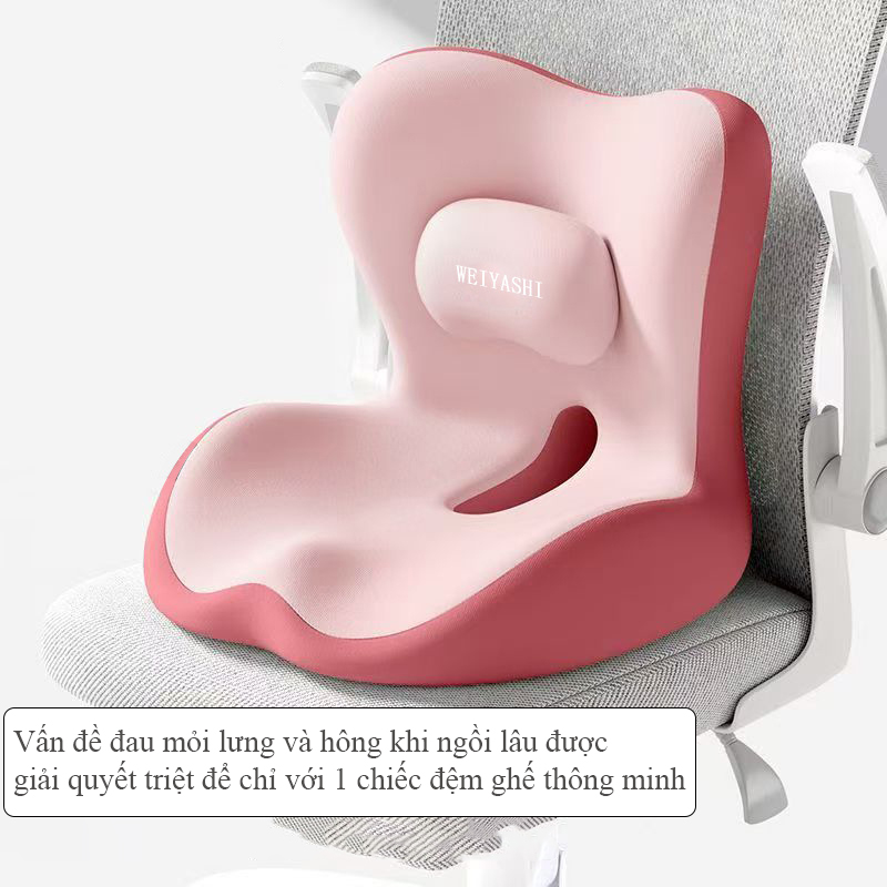 Đệm ngồi tựa lưng Regoo RG343, liền khối công thái học 41 x 42 x 36 cm, vải công nghệ - Đệm ngồi liền tựa lưng công thái học đỡ eo đỡ hông - Đệm tựa lưng giảm đau mỏi cột sống