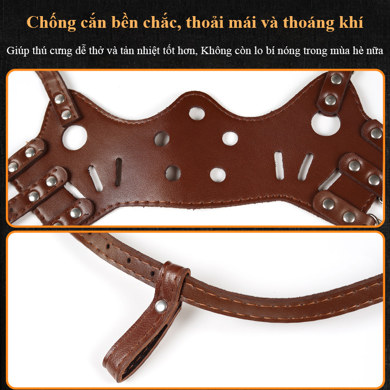 Rọ mõm chó da PU chống cắn chống sủa chống ăn bậy, mõm chó cho chó nhỏ vừa lớn, phụ kiện huấn luyện chó XS  - XXL