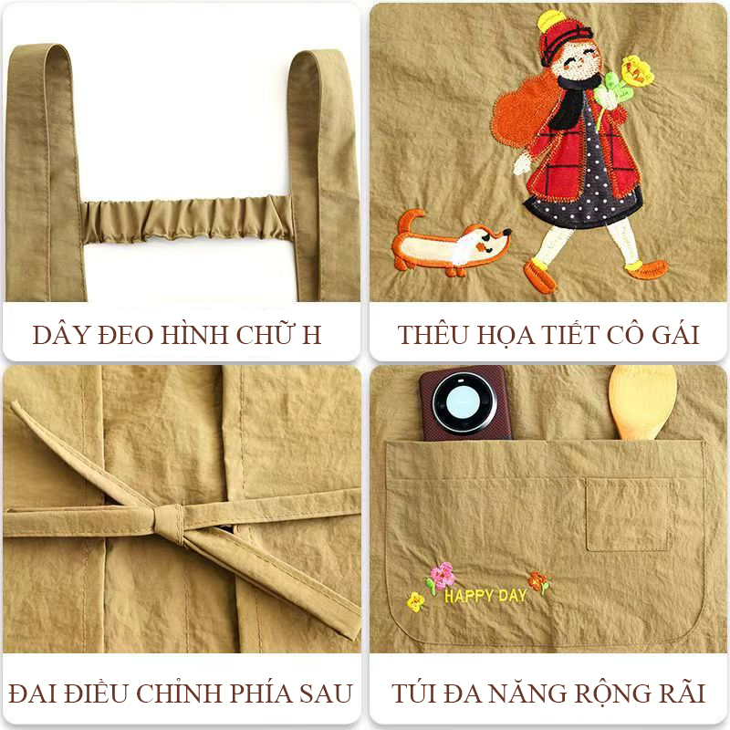 Tạp dề chống thấm Regoo RG1835 combo 2 chiếc, 1 dáng ngắn 54x68cm, 1 dáng dài 74x68cm, có túi trước tiện dùng