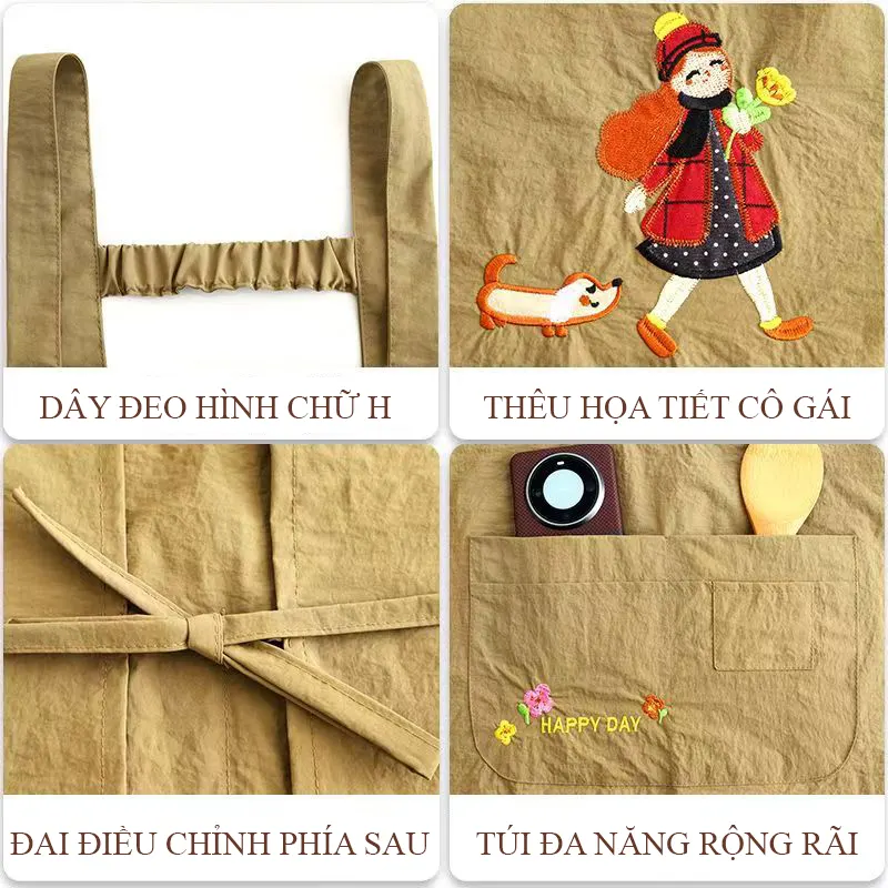 Tạp dề chống thấm Regoo RG1835 combo 2 chiếc, 1 dáng ngắn 54x68cm, 1 dáng dài 74x68cm, có túi trước tiện dùng
