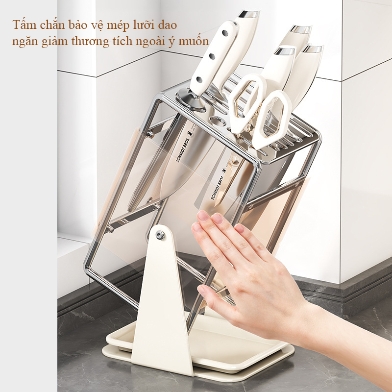 Giá đỡ dao bếp xoay 30 độ có khay thoát nước để bàn