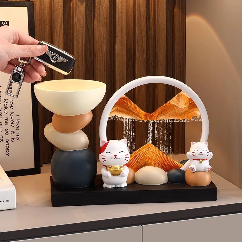 Tranh cát mèo thần tài Regoo RG342, cát chảy thư giãn, decor lối vào và quà tặng tân gia