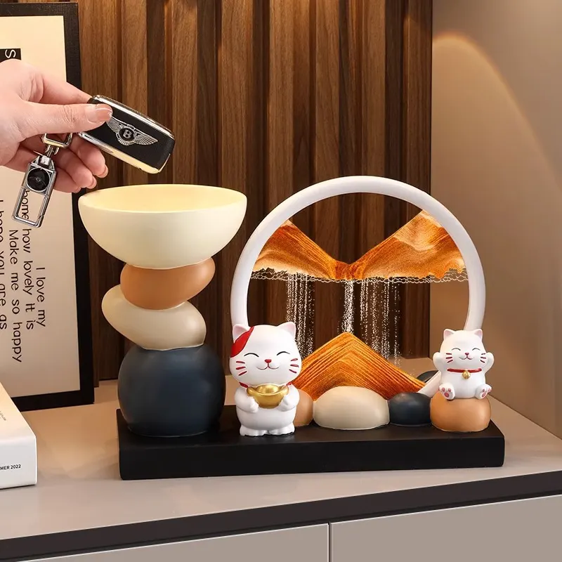 Tranh cát mèo thần tài Regoo RG342, cát chảy thư giãn, decor lối vào và quà tặng tân gia