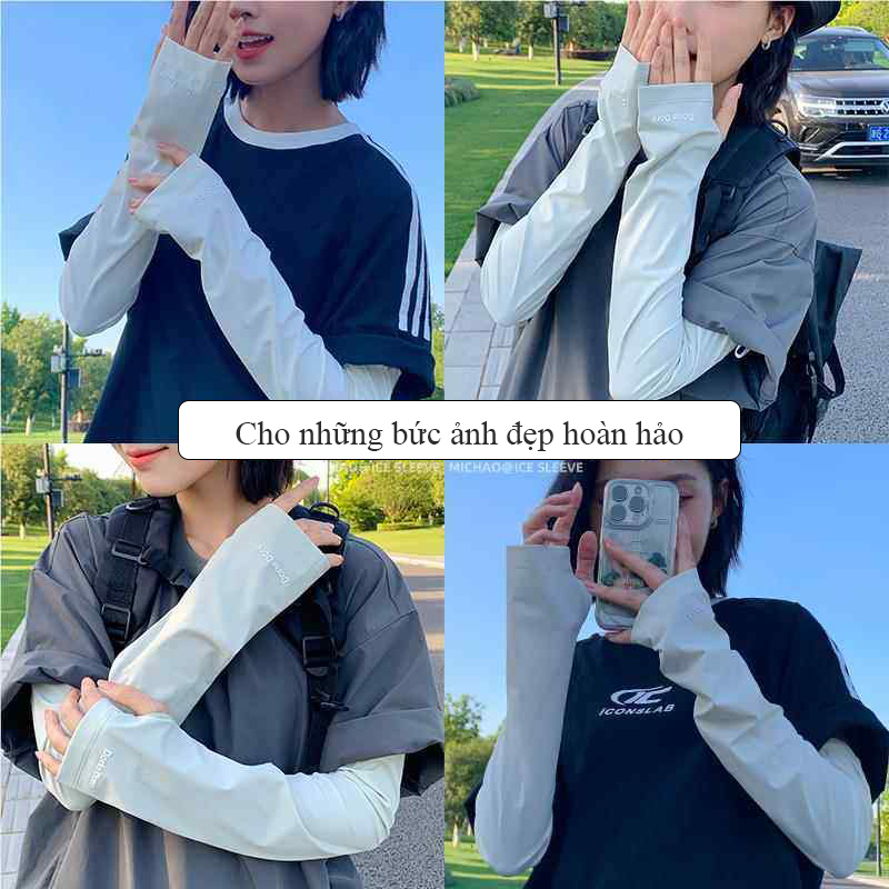 Ống tay chống nắng nữ Regoo RG641 freesize, vải lụa băng mỏng nhẹ, UPF50+, form rộng thoải mái