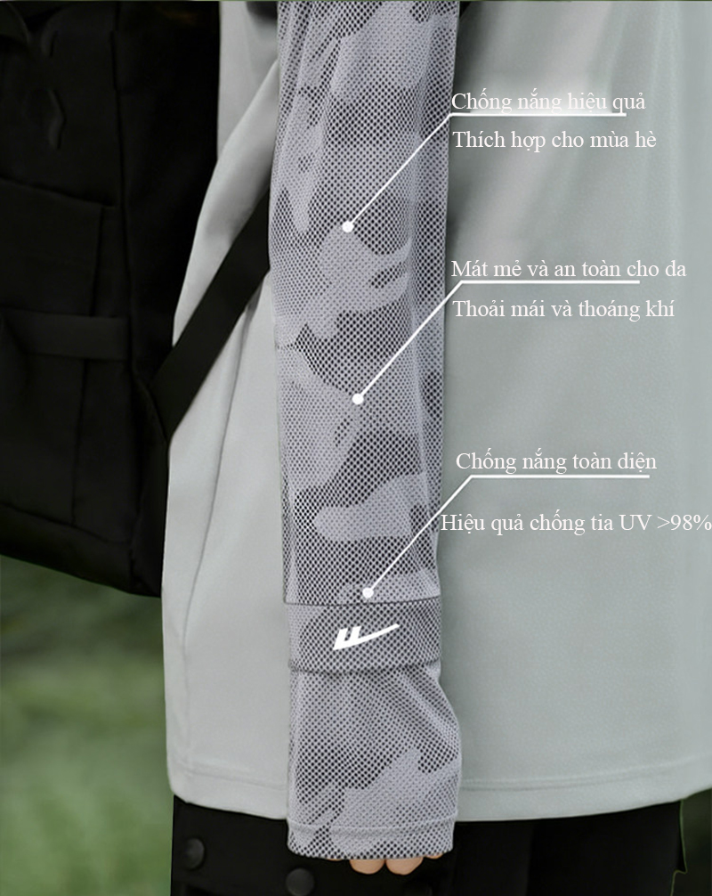 Ống tay chống nắng Regoo RG646 vải lạnh thoáng khí, dài từ 42 cm+, hỗ trợ che phủ tay khi đi ngoài trời