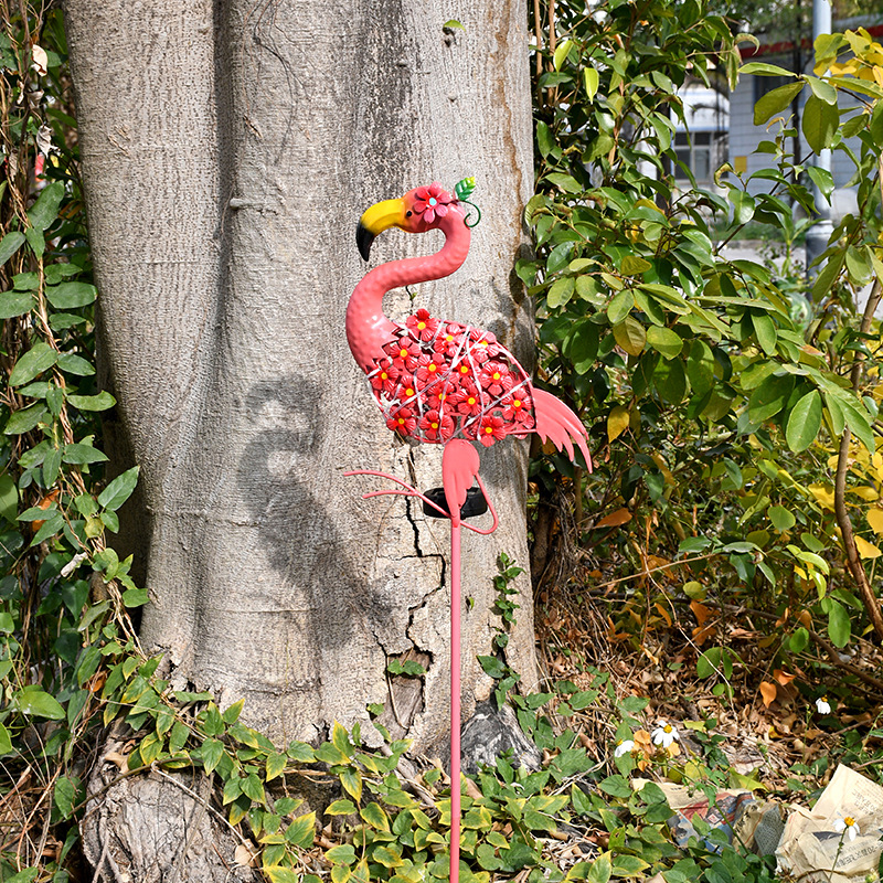 Đèn hồng hạc năng lượng mặt trời Regoo, 0.5W, chống nước IP44, sáng 6-12 giờ, decor sân vườn