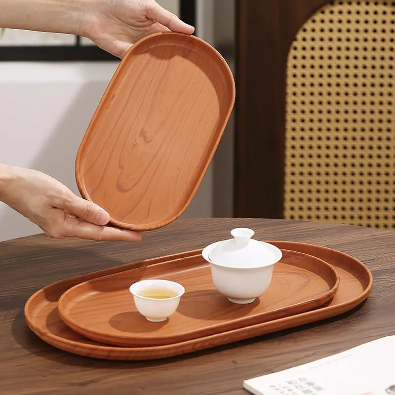 Bộ khay vân gỗ Regoo 3 chiếc, nhựa PP, 3 kích thước dùng đựng trà, cốc nước và bánh