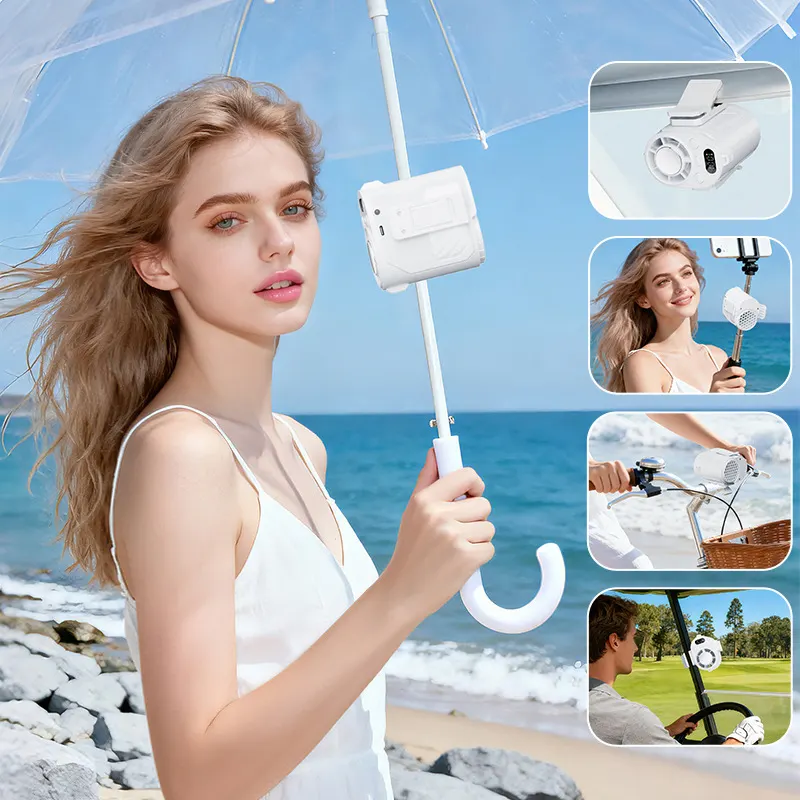 Quạt làm mát kẹp đa năng bản nâng cấp siêu nhẹ 2026 RG1831, Quạt treo ô/ treo xe đẩy, quạt đeo cổ tốc độ cao đi du lịch, dã ngoại, đạp xe và hoạt động thể thao ngoài trời