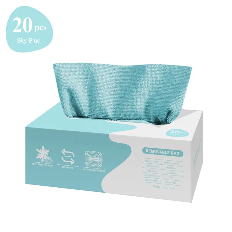 Khăn vải hộp rút Regoo Living hộp 20 khăn microfiber 20x20cm 250 gsm, thấm hút tốt, giặt dùng lại nhiều lần