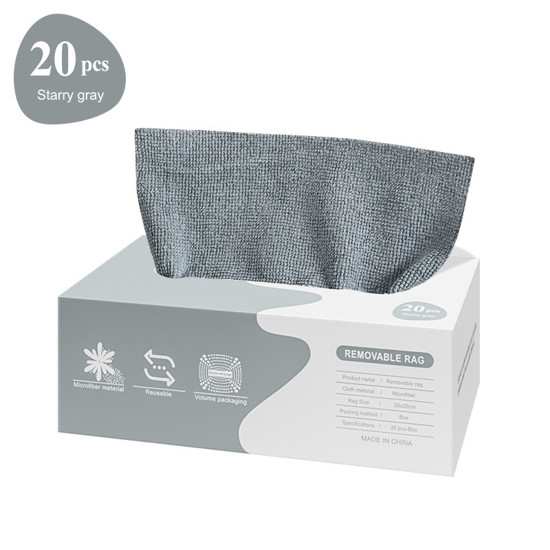 Khăn vải hộp rút Regoo Living hộp 20 khăn microfiber 20x20cm 250 gsm, thấm hút tốt, giặt dùng lại nhiều lần