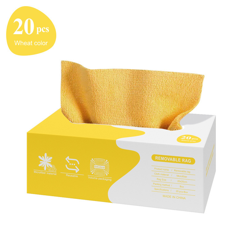 Khăn vải hộp rút Regoo Living hộp 20 khăn microfiber 20x20cm 250 gsm, thấm hút tốt, giặt dùng lại nhiều lần