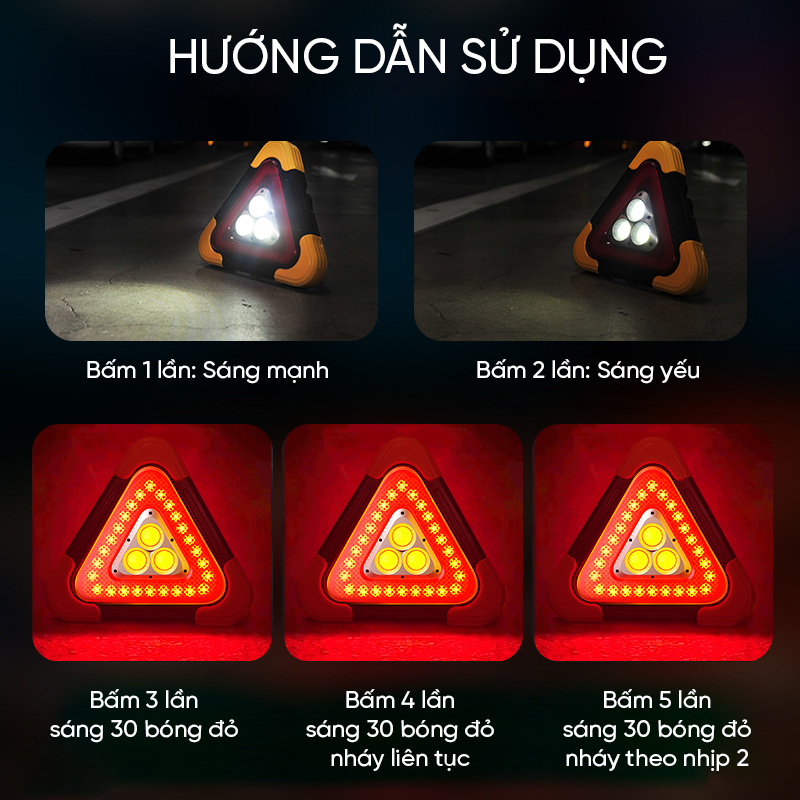 Đèn cảnh báo SOS Regoo 931, 33 LED đỏ, tầm nhìn 200m, có bản pin AA và pin sạc NLMT