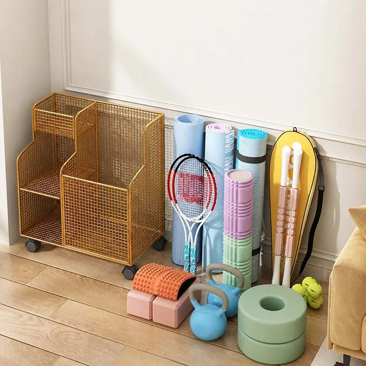 Giá đựng thảm yoga Regoo RG10861, nhiều ngăn có bánh xe, sắp xếp dụng cụ tập luyện gọn gàng