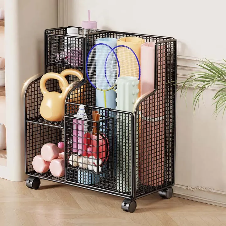 Giá đựng thảm yoga Regoo RG10861, nhiều ngăn có bánh xe, sắp xếp dụng cụ tập luyện gọn gàng