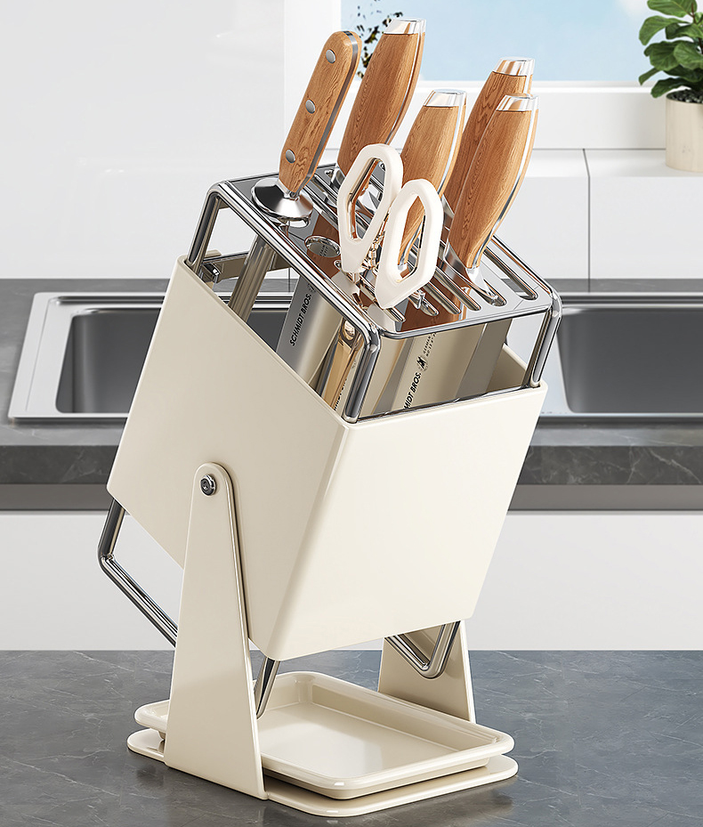 Giá đỡ dao bếp xoay 30 độ có khay thoát nước để bàn