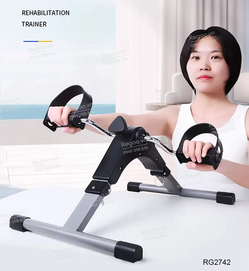 Xe đạp tập mini Regoo gấp gọn kê chân bàn làm việc RG2742, dụng cụ tập chân, có thể gập lại, thiết bị tập thể dục và đốt mỡ mini tiết kiệm không gian