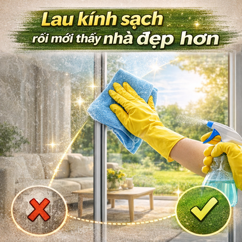 Lau kính sạch rồi mới thấy nhà đẹp hơn: 7 bước làm cửa kính sáng, đỡ mờ và ít vệt