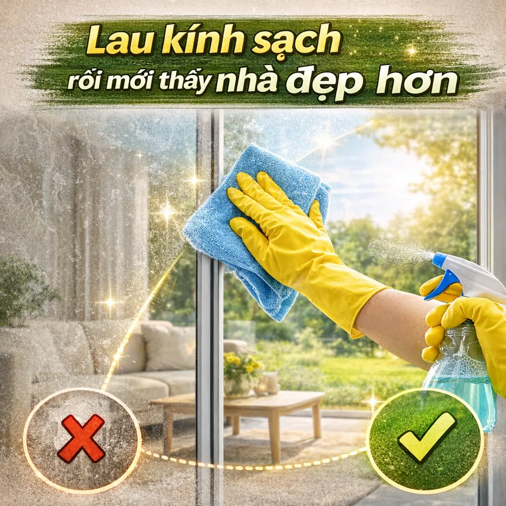 Lau kính sạch rồi mới thấy nhà đẹp hơn: 7 bước làm cửa kính sáng, đỡ mờ và ít vệt