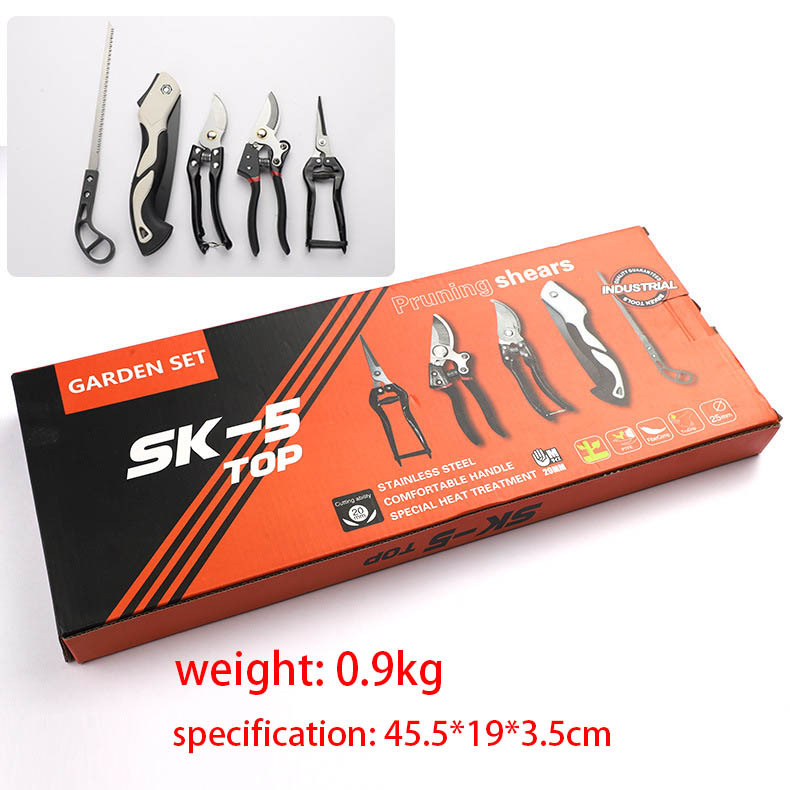 Bộ dụng cụ làm vườn 5 món Regoo RG3132, gồm kéo tỉa, cưa gấp, tay cầm êm chống trượt