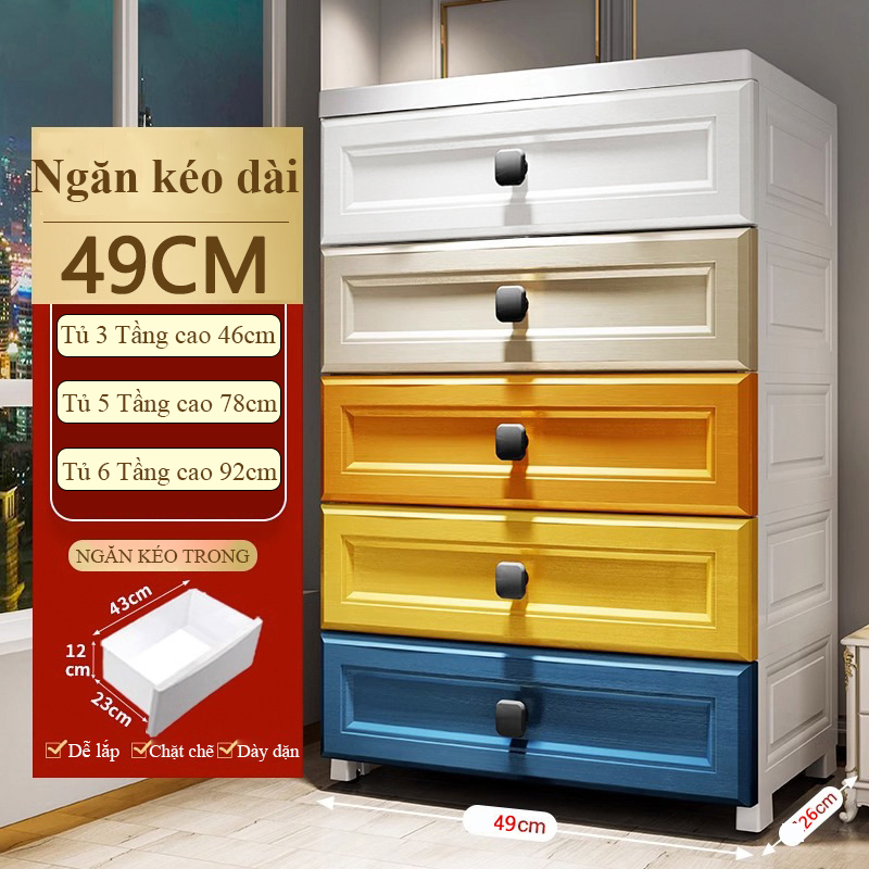 Tủ ngăn kéo nhựa Regoo RG3136, 3–6 tầng, có bánh xe, nhiều ngăn, đặt sàn gọn gàng