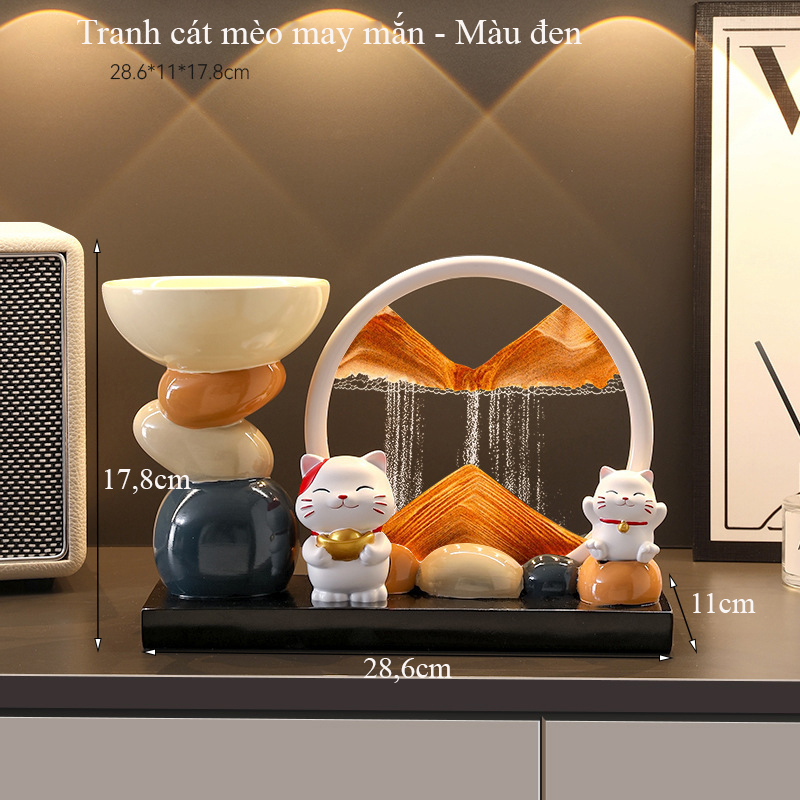 Tranh cát mèo thần tài Regoo RG342, cát chảy thư giãn, decor lối vào và quà tặng tân gia