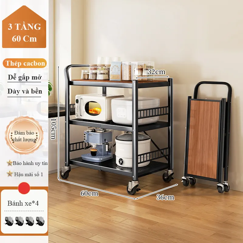 Kệ di động đa năng Regoo RG341, 3 tầng có bánh xe, thép cacbon sơn tĩnh điện