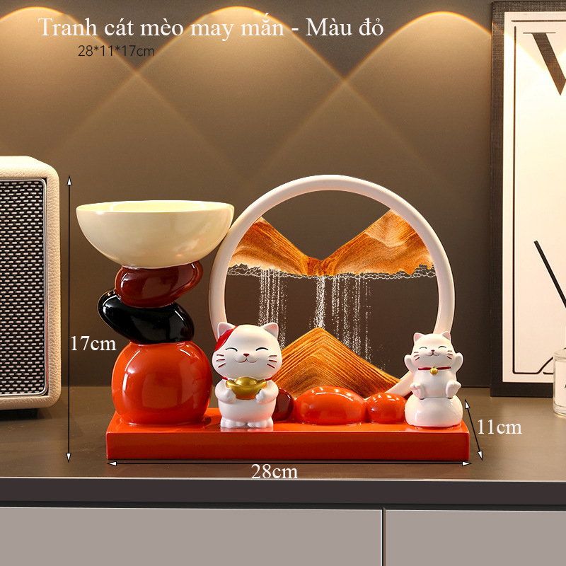 Tranh cát mèo thần tài Regoo RG342, cát chảy thư giãn, decor lối vào và quà tặng tân gia