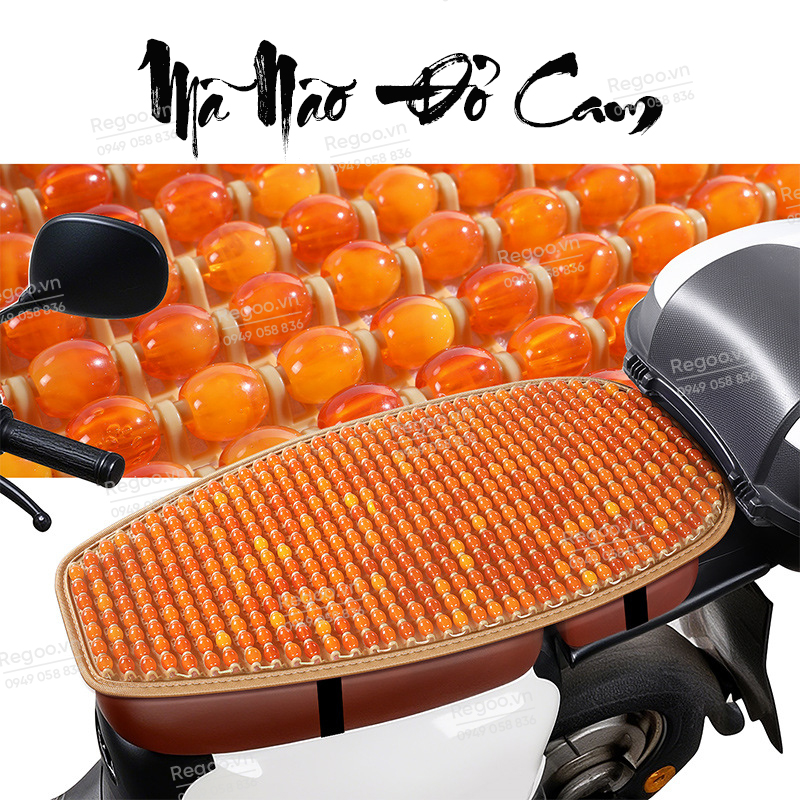 Tấm lót yên xe matxa cách nhiệt thư giãn cho xe máy, xe điện giả ngọc có bề mặt hạt lăn hỗ trợ thoáng khí, chống trượt và dùng được nhiều mùa.
