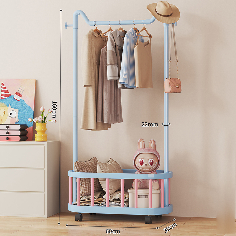 Giá treo quần áo Regoo RG3033 để sàn, có giỏ dưới, bánh xe, size 60/80/100cm