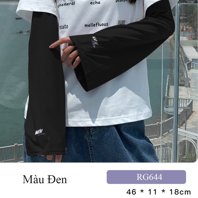 Ống tay chống nắng nữ Regoo, vải lụa băng co giãn, free size, dùng đi xe máy đạp xe lái xe mùa hè