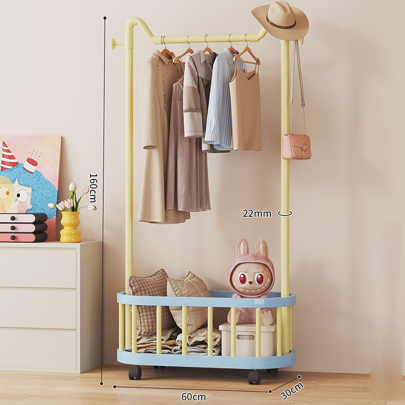 Giá treo quần áo Regoo RG3033 để sàn, có giỏ dưới, bánh xe, size 60/80/100cm