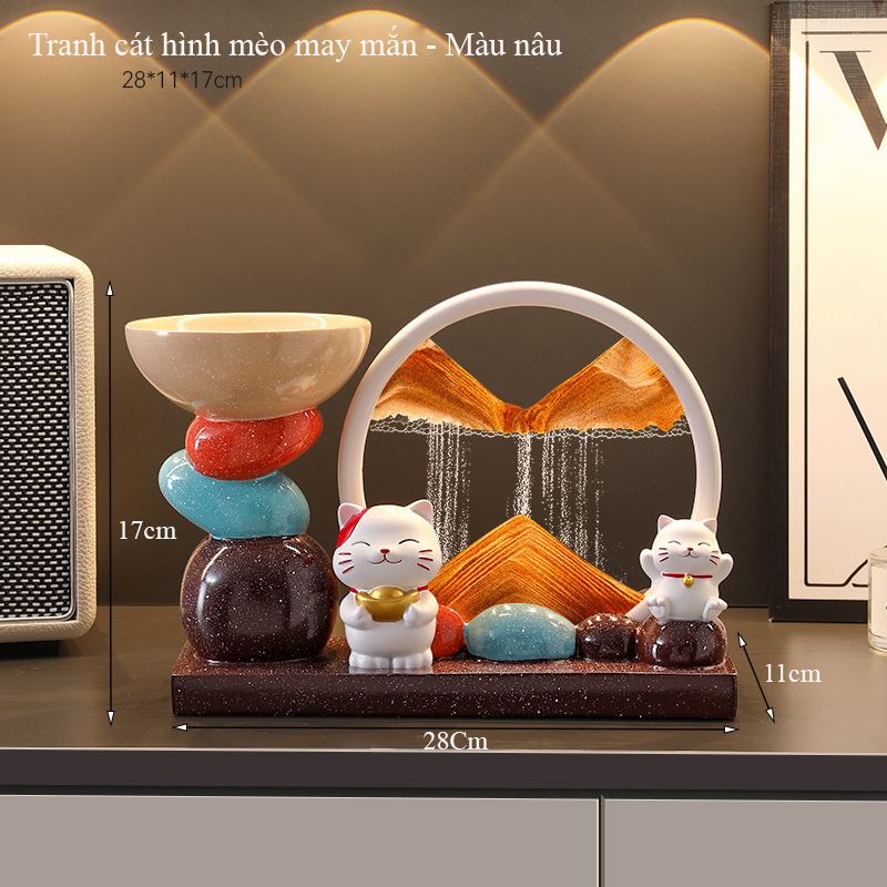 Tranh cát mèo thần tài Regoo RG342, cát chảy thư giãn, decor lối vào và quà tặng tân gia