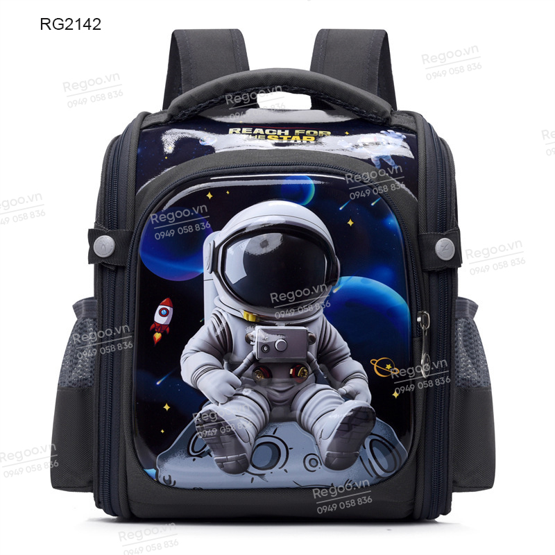 Balo chống gù mầm non Regoo vải Oxford cao cấp chống thấm RG2142, cặp sách trẻ em trợ lực, balo đi học nhiều ngăn cho bé trai bé gái