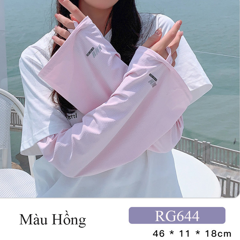 Ống tay chống nắng nữ Regoo, vải lụa băng co giãn, free size, dùng đi xe máy đạp xe lái xe mùa hè