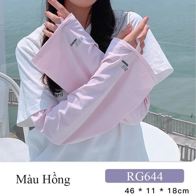 Ống tay chống nắng nữ Regoo, vải lụa băng co giãn, free size, dùng đi xe máy đạp xe lái xe mùa hè RG644