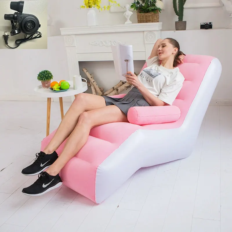 Ghế sofa bơm hơi Regoo RG2831 chữ S, phủ nhung mềm, có tay vịn, kích thước 140 x 85 x 80 cm