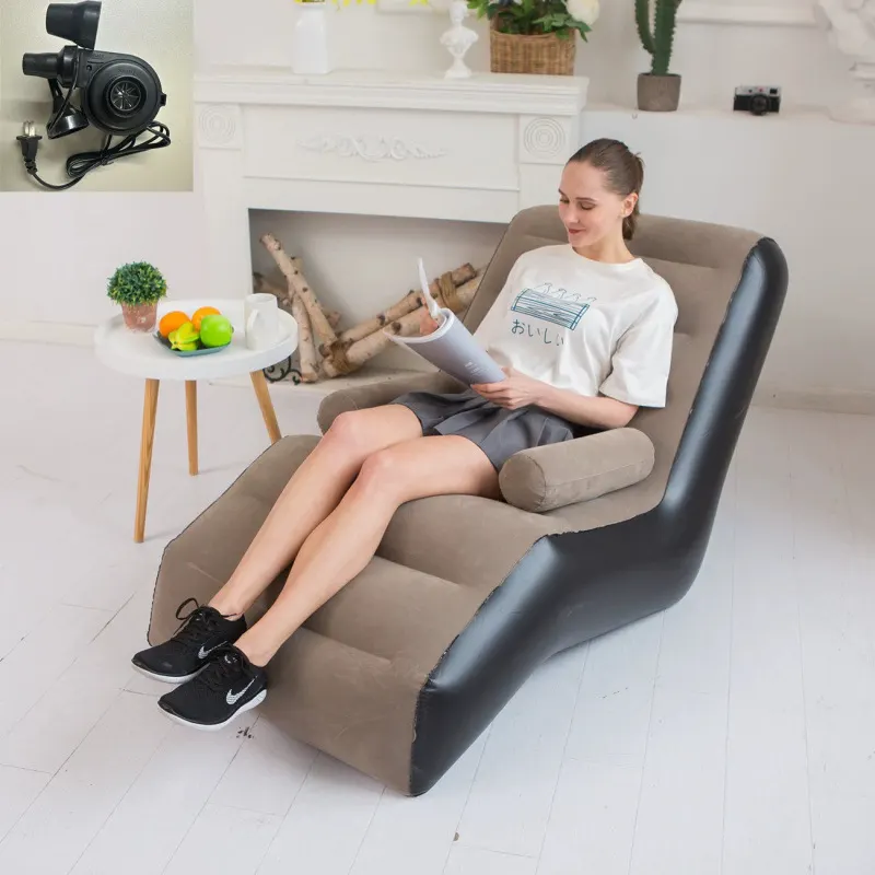 Ghế sofa bơm hơi Regoo RG2831 chữ S, phủ nhung mềm, có tay vịn, kích thước 140 x 85 x 80 cm
