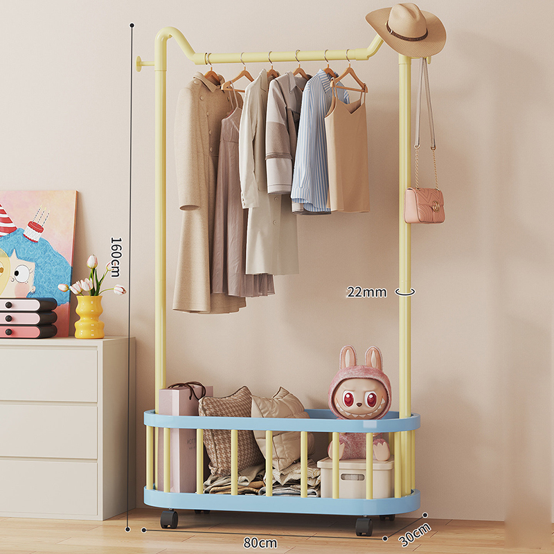 Giá treo quần áo Regoo RG3033 để sàn, có giỏ dưới, bánh xe, size 60/80/100cm