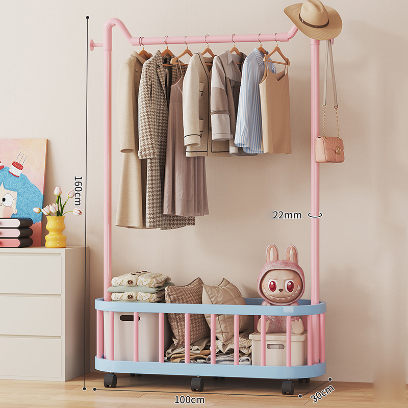 Giá treo quần áo Regoo RG3033 để sàn, có giỏ dưới, bánh xe, size 60/80/100cm