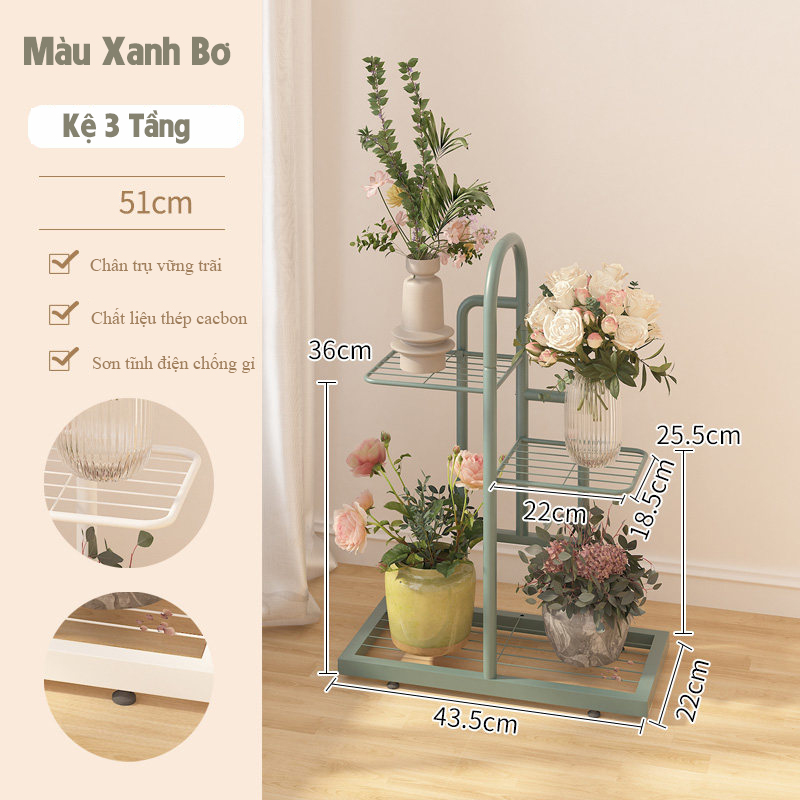 Kệ để chậu cây ban công, trang trí nhà Regoo RG1041 nhiều tầng đặt sàn, khung sắt sơn tĩnh điện phong cách tối giản hiện đại.