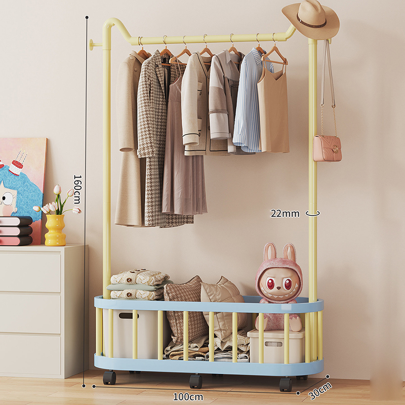 Giá treo quần áo Regoo RG3033 để sàn, có giỏ dưới, bánh xe, size 60/80/100cm