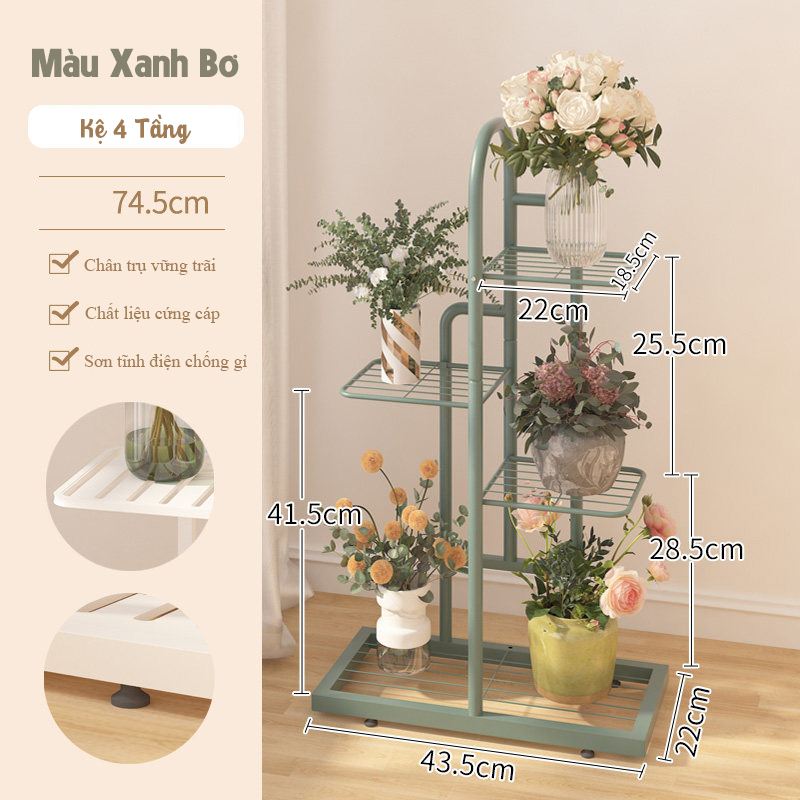 Kệ để chậu cây ban công, trang trí nhà Regoo RG1041 nhiều tầng đặt sàn, khung sắt sơn tĩnh điện phong cách tối giản hiện đại.